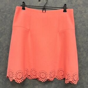 LOFT‎ Coral Skirt A-Line Laser Cut Hem Career Party Size 8